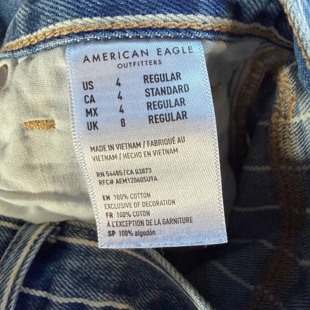 American Eagle Blue Pinstripe High Rise Straight Leg Mom Jeans Women’s Size 4 - Picture 11 of 11
